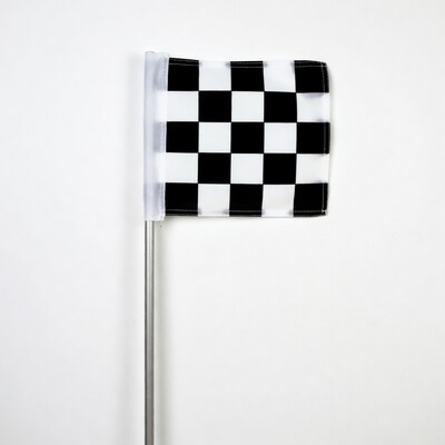 Checkered racing flag on pole