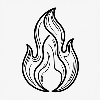 Black Outline Flame Illustration