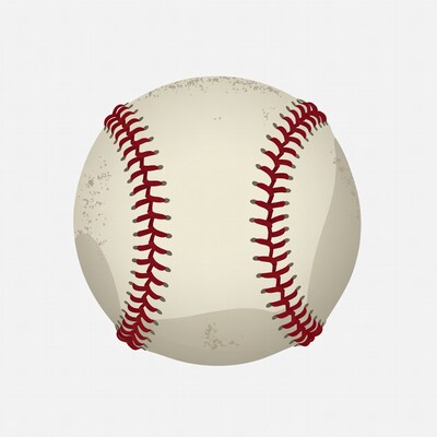 Worn Baseball on White Background