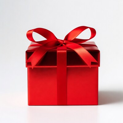 Red gift box with ribbon