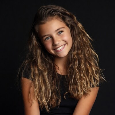 Smiling girl with curly hair
