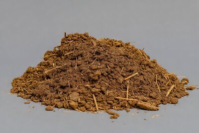 Pile of Wet Soil on Gray Background