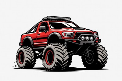 Red Monster Truck Illustration