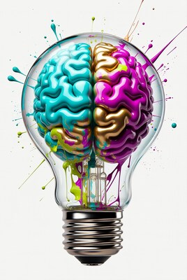 Colorful Brain Lightbulb Illustration