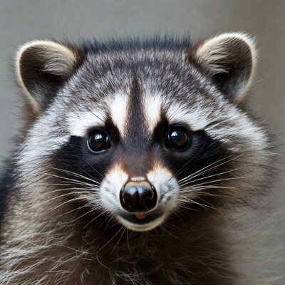Close-up raccoon face