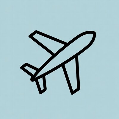Airplane icon on blue background