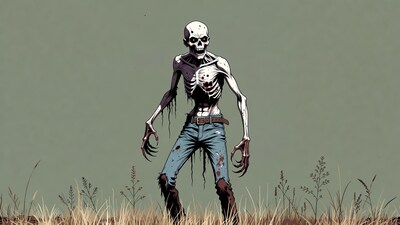 Skeleton Zombie in Ripped Jeans