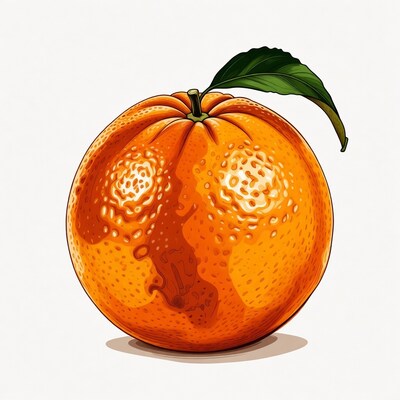 Orange fruit with leaf
