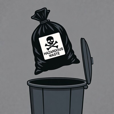 Hazardous Waste Bag in Trash Can