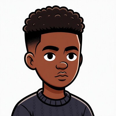 Cartoon African-American boy in sweater