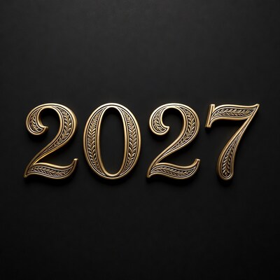Golden 2027 Numbers on Black