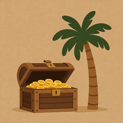 Treasure Chest with Palm Tree
