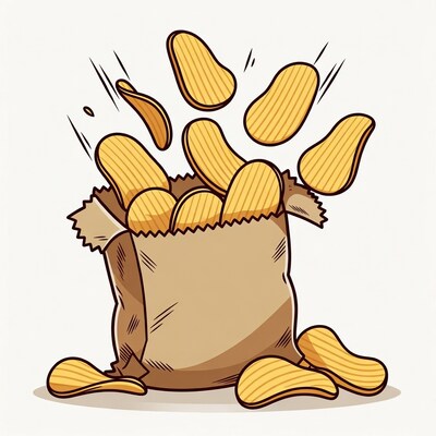 Potato Chips Exploding from Bag