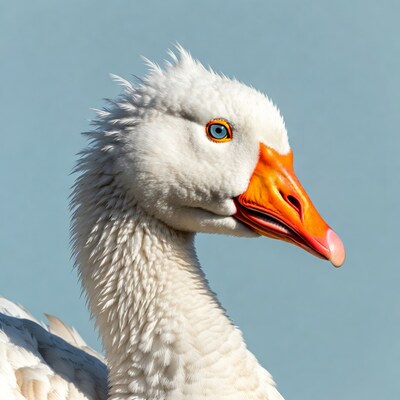 White goose with blue eye
