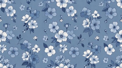 Blue Floral Seamless Pattern Illustration