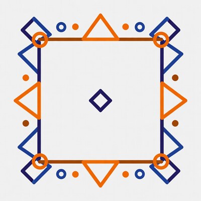 Geometric Blue Orange Frame Illustration