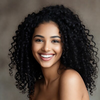 Smiling African-American woman with curly hair