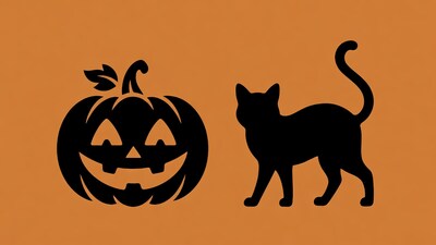 Jack-o-lantern and black cat silhouette
