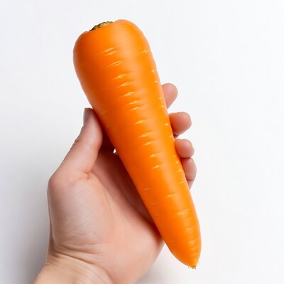 Hand holding fresh carrot