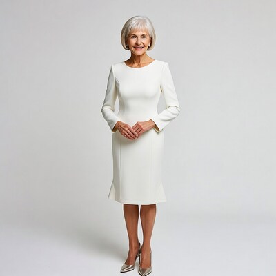 Elderly woman in white dress