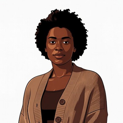 African-American woman in cardigan