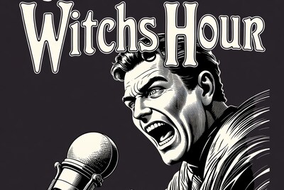 Man shouting into microphone Witch's Hour