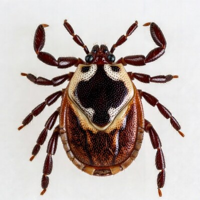 Brown Tick on White Background