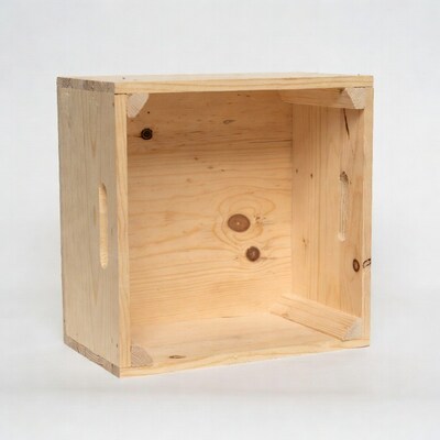 Empty Wooden Crate on White Background