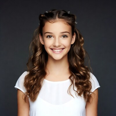 Smiling teenage girl with braids