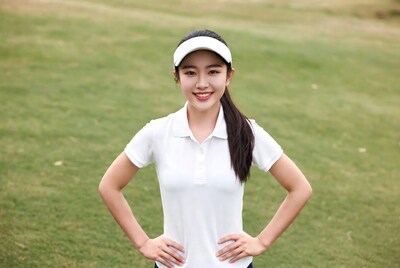 Asian woman golfer on green field