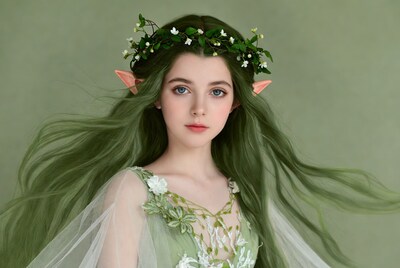 Girl with elf ears and green hair