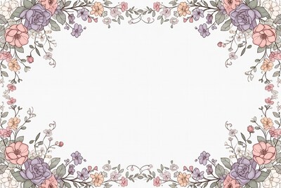 Floral watercolor frame border