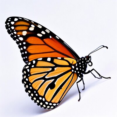 Monarch Butterfly on White Background