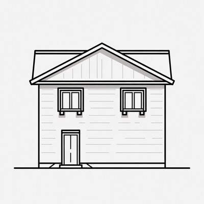 Line drawing of house facade