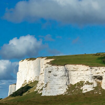 White Cliffs of Dover with green hills