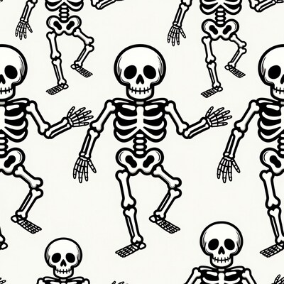 Dancing Skeleton Seamless Pattern