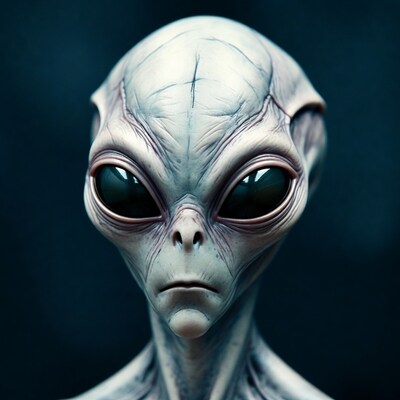 Grey Alien Close-Up Portrait