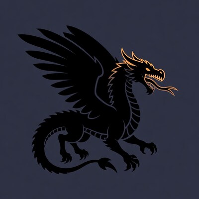 Black Dragon Silhouette Illustration