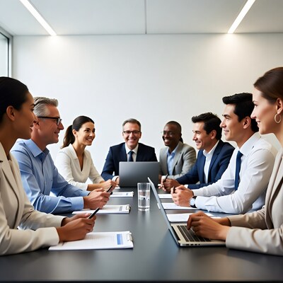 Diverse team in business meeting