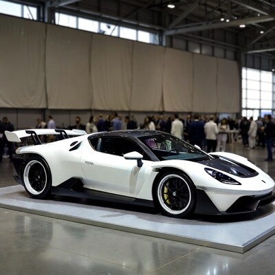 White Czinger 21C Hypercar at Auto Show