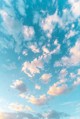 Fluffy Clouds in Blue Sky
