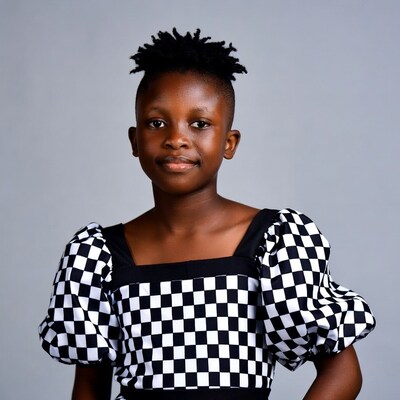 African girl in checkered dress