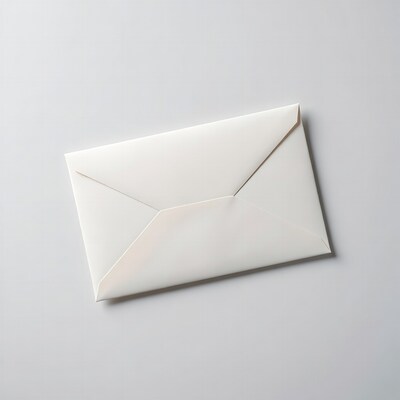 White envelope on gray background