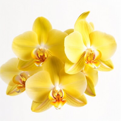 Yellow Phalaenopsis Orchids on White Background
