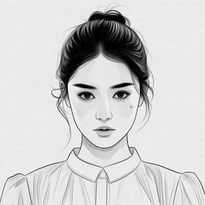 Asian woman with bun hairstyle
