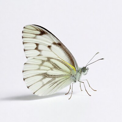 White butterfly with black markings