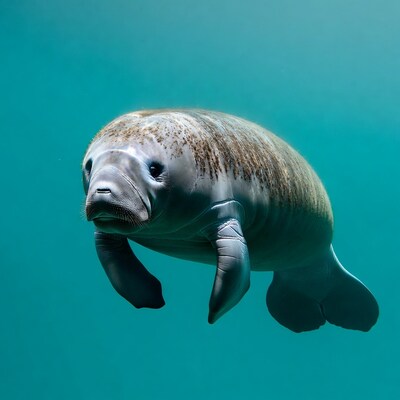 Manatee swimming underwater
