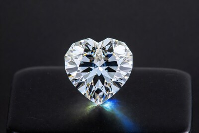 Heart-Shaped Diamond on Black Background