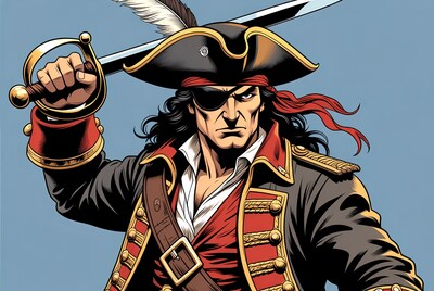 Pirate man holding sword