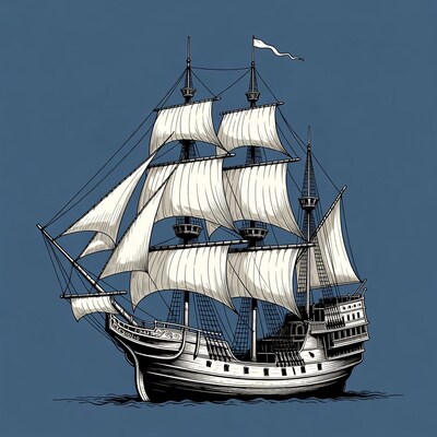 Sailing Ship with Full Sails